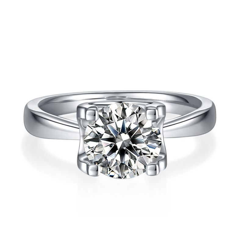 Classic牛头S925银镀白金MoissaniteWomen's Ring2.0ctD级